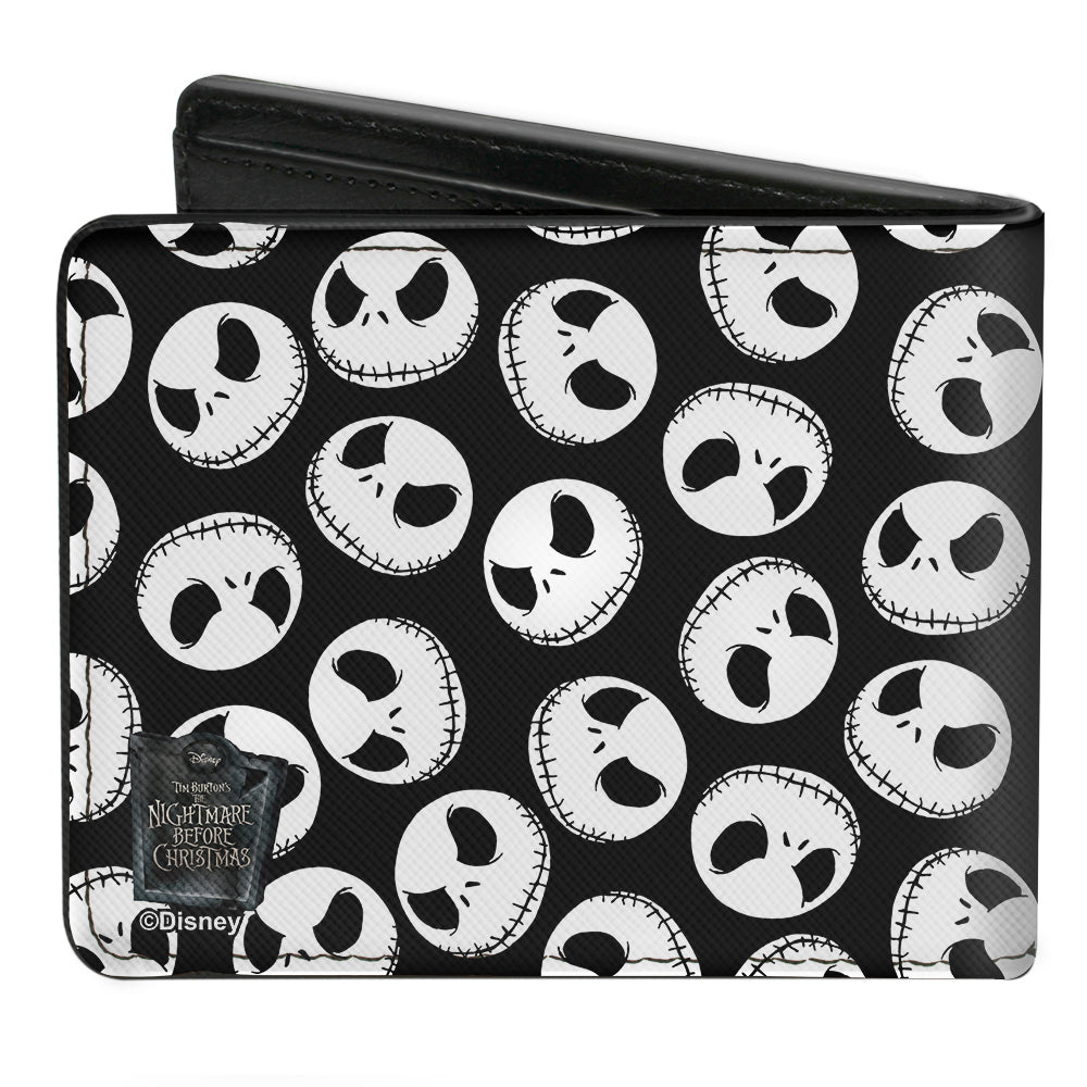 Bi-Fold Wallet - Nightmare Before Christmas Jack Expression3 Scattered Black White