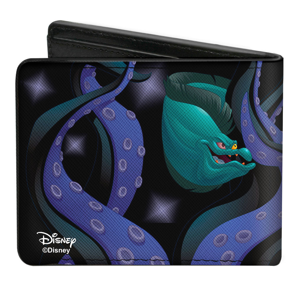 Bi-Fold Wallet - Flotsam & Jetsam Swimming in Ursula's Tentacles Black Purples