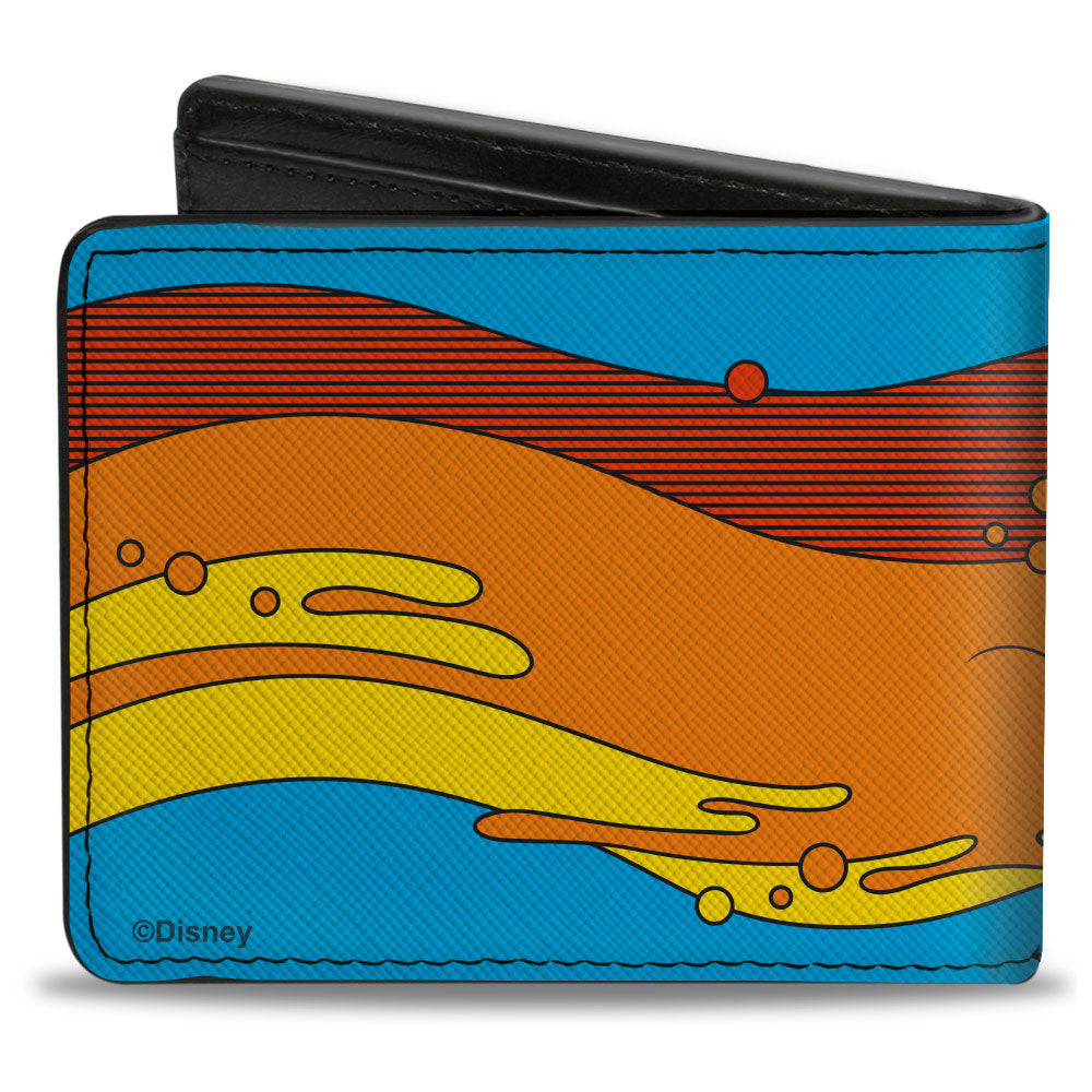 Bi-Fold Wallet - Mickey Mouse and Pluto Action Wave Pose Blue Red Orange Yellow