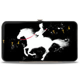 Hinged Wallet - Mulan Riding Horse Pose Birds Silhouette Black White Red Gold