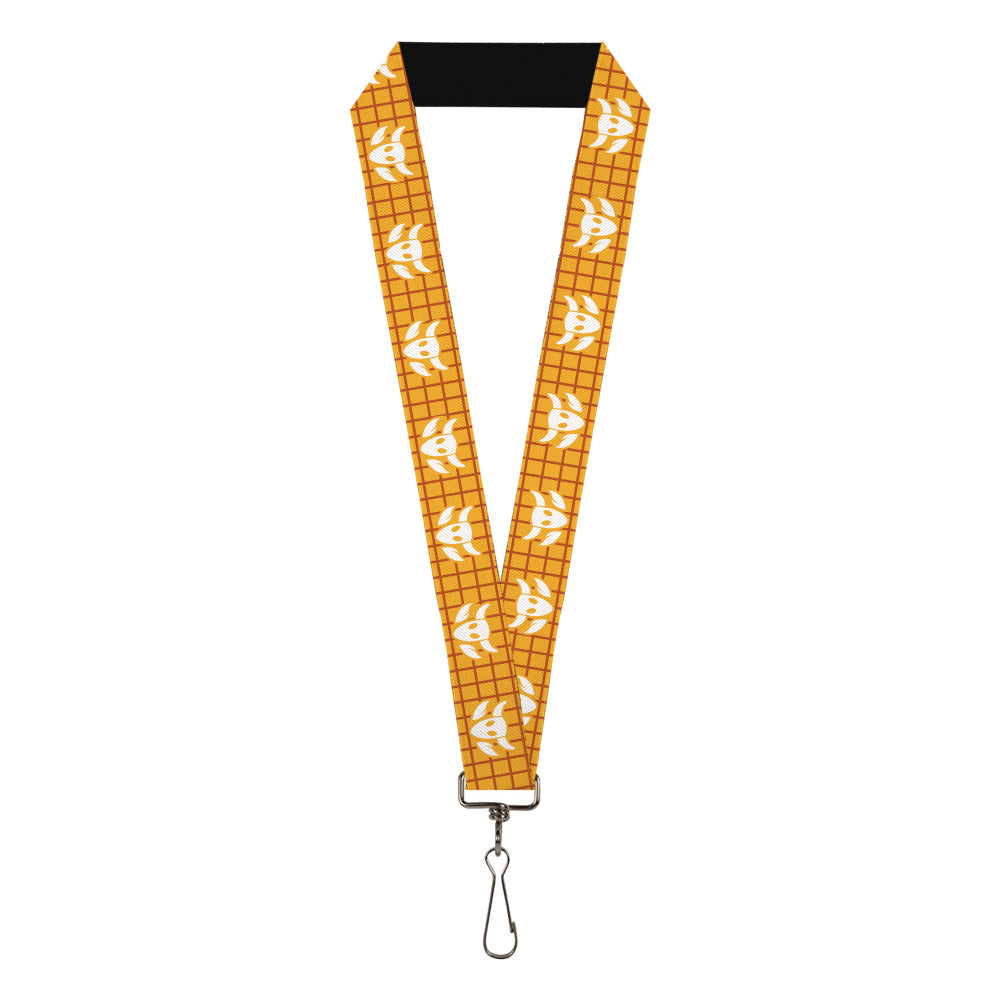 Lanyard - 1.0" - Toy Story Woody Plaid Shirt Cowboy Bull Icon Gold Red White