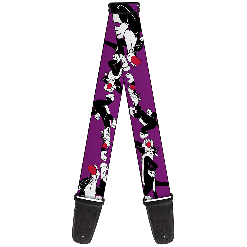 Guitar Strap - Sylvester the Cat Poses Purple