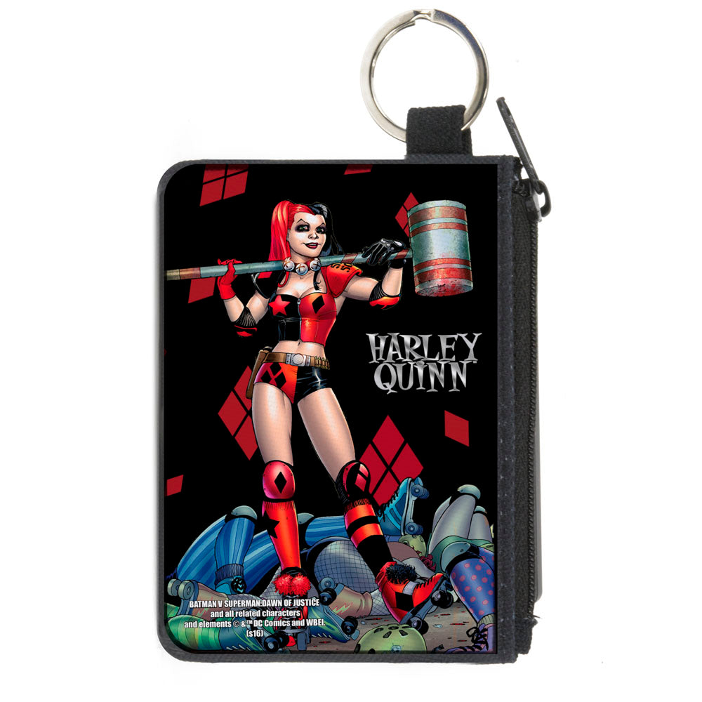 Canvas Zipper Wallet - MINI X-SMALL - HARLEY QUINN Issue #1 Roller Derby Hammer Cover Pose