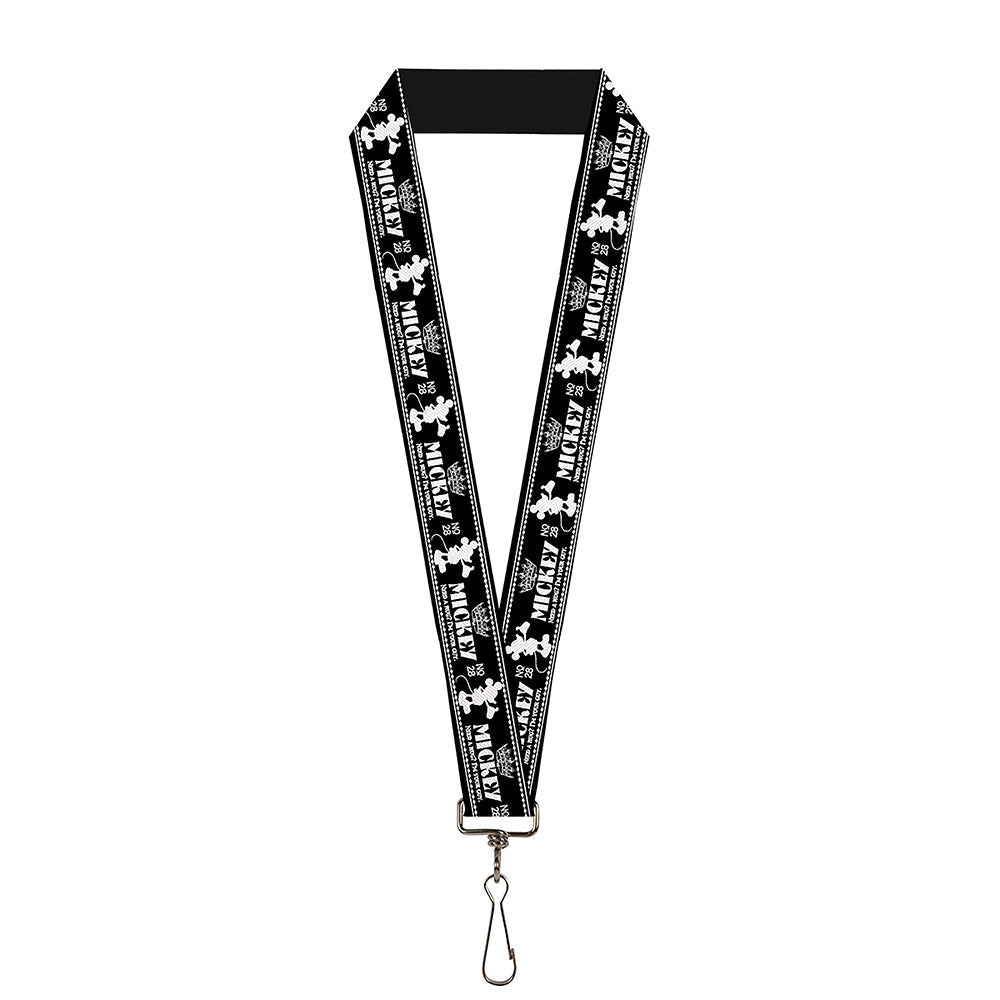 Lanyard - 1.0" - Mickey Standing2 Silhouette NEED A HUG? I'M YOUR GUY Black White