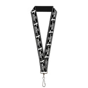 Lanyard - 1.0" - Mickey Standing2 Silhouette NEED A HUG? I'M YOUR GUY Black White