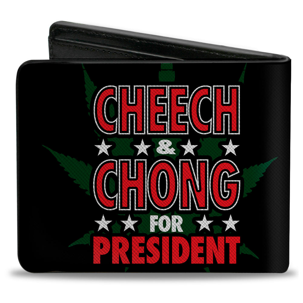 Bi-Fold Wallet - CHEECH & CHONG FOR PRESIDENT Pot Leaf Black Green White Red