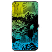 Hinged Wallet - Batman Flying Over Joker Rain Scene Yellow Green Blue Fade Black