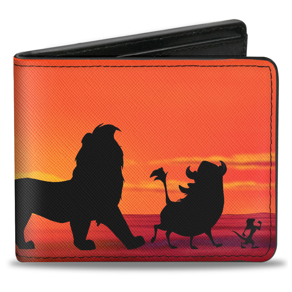 Bi-Fold Wallet - THE LION KING Hakuna Matata Simba Pumbaa Timon Sunset Silhouette Reds Black