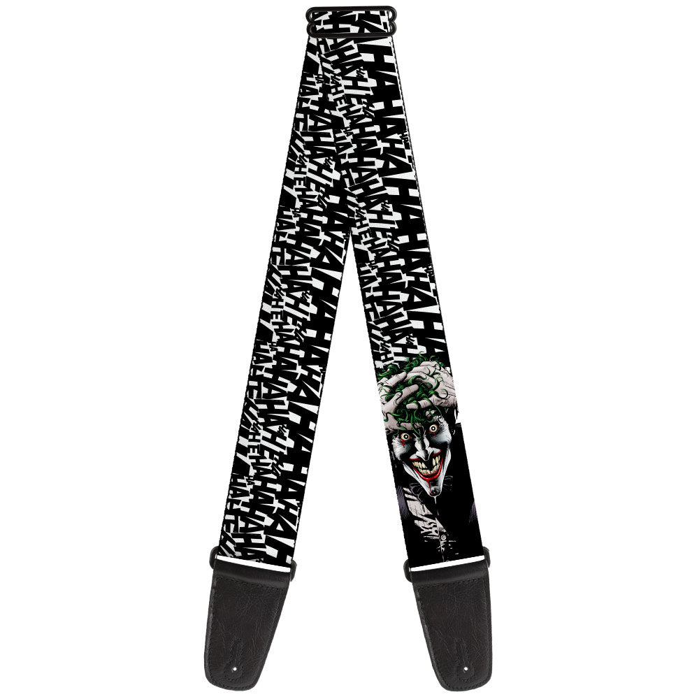 Guitar Strap - Joker The Killing Joke Holding Head Pose HAHAHA Repeat White Black