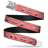 Sponge Bob Face CLOSE-UP Full Color Seatbelt Belt - Patrick Starfish Expressions Pink Webbing