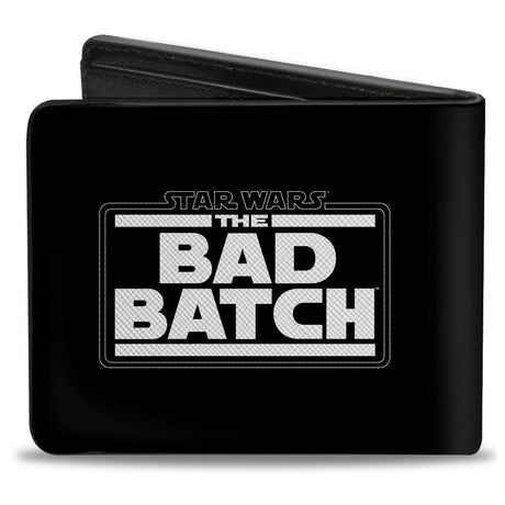 Bi-Fold Wallet - Star Wars THE BAD BATCH Clone Force 99 Helmets + Logo Black Grays Red