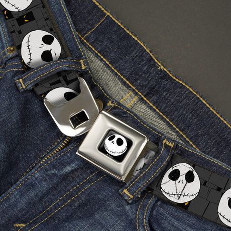 Jack Smile Full Color Seatbelt Belt - Nightmare Before Christmas Jack Expressions Gray Webbing