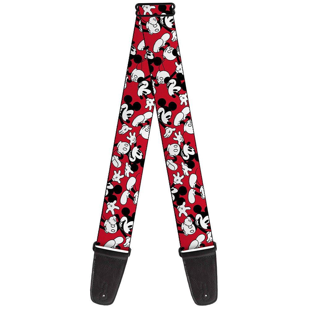 Guitar Strap - Mickey Mouse Poses Scattered Red Black White