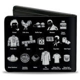 Bi-Fold Wallet - Seinfeld THE ABC's OF SEINFELD Icons Black White