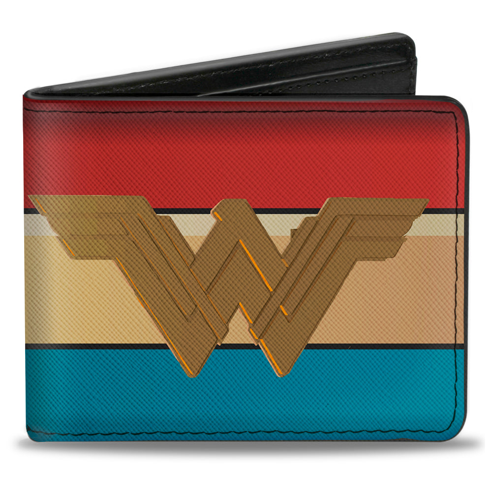 Bi-Fold Wallet - Wonder Woman 2017 Icon Stripe Red Golds Blue