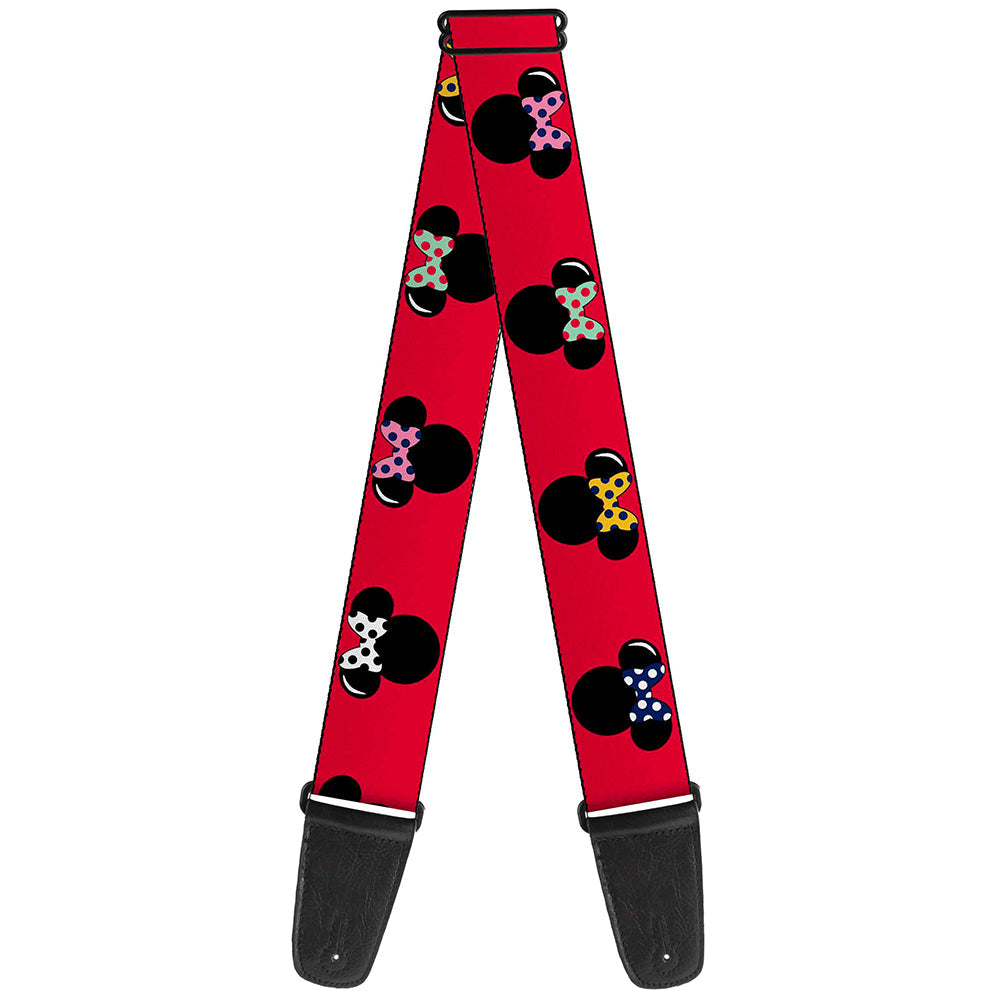 Guitar Strap - Minnie Mouse Silhouette Red Black Polka Dot