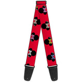 Guitar Strap - Minnie Mouse Silhouette Red Black Polka Dot