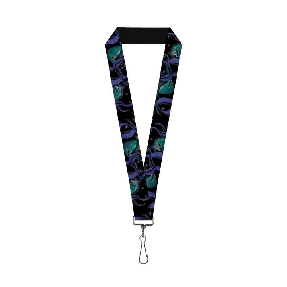 Lanyard - 1.0" - Flotsam & Jetsam Swimming in Ursula's Tentacles Black Purples