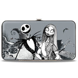 Hinged Wallet - Nightmare Before Christmas Jack & Sally Pose + Zero Sally Jack Cemetery Scene Grays