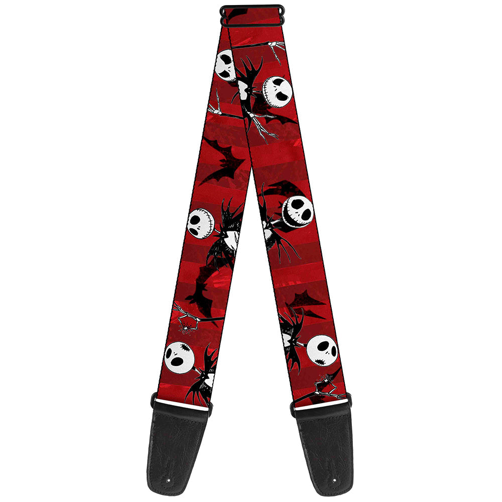 Guitar Strap - Nightmare Before Christmas Jack Poses Bats Red Stripe