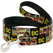 Dog Leash - Vintage DC Comics Superhero and Logos Collage Black