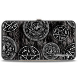 Hinged Wallet - Supernatural Devil's Trap Pentagrams Grays Black White