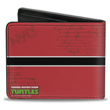 Bi-Fold Wallet - CASEY JONES Baseball Bat & Hockey Stick Bricks Stripe Reds White Black