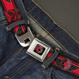 Star Wars Galactic Empire Insignia Split Full Color Black/Red/Gray Seatbelt Belt - Star Wars Galactic Empire Badge/TIE Fighter Pilot Turns Black/Red/Grays Webbing