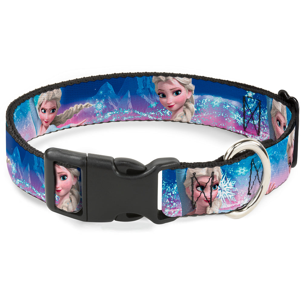 Plastic Clip Collar - Elsa the Snow Queen Poses/Castle & Snowy Mountains Blue-Pink Fade