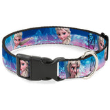 Plastic Clip Collar - Elsa the Snow Queen Poses/Castle & Snowy Mountains Blue-Pink Fade