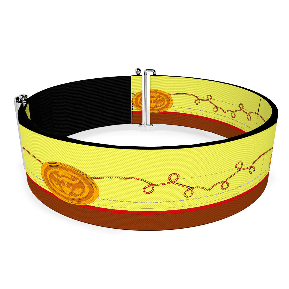 Cinch Waist Belt - Toy Story Jessie Bounding Cowboy Buckle Lasso Stripe Yellow Red Brown