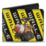 Bi-Fold Wallet - WALL-E 2-Poses Warning Stripe Yellow Black White