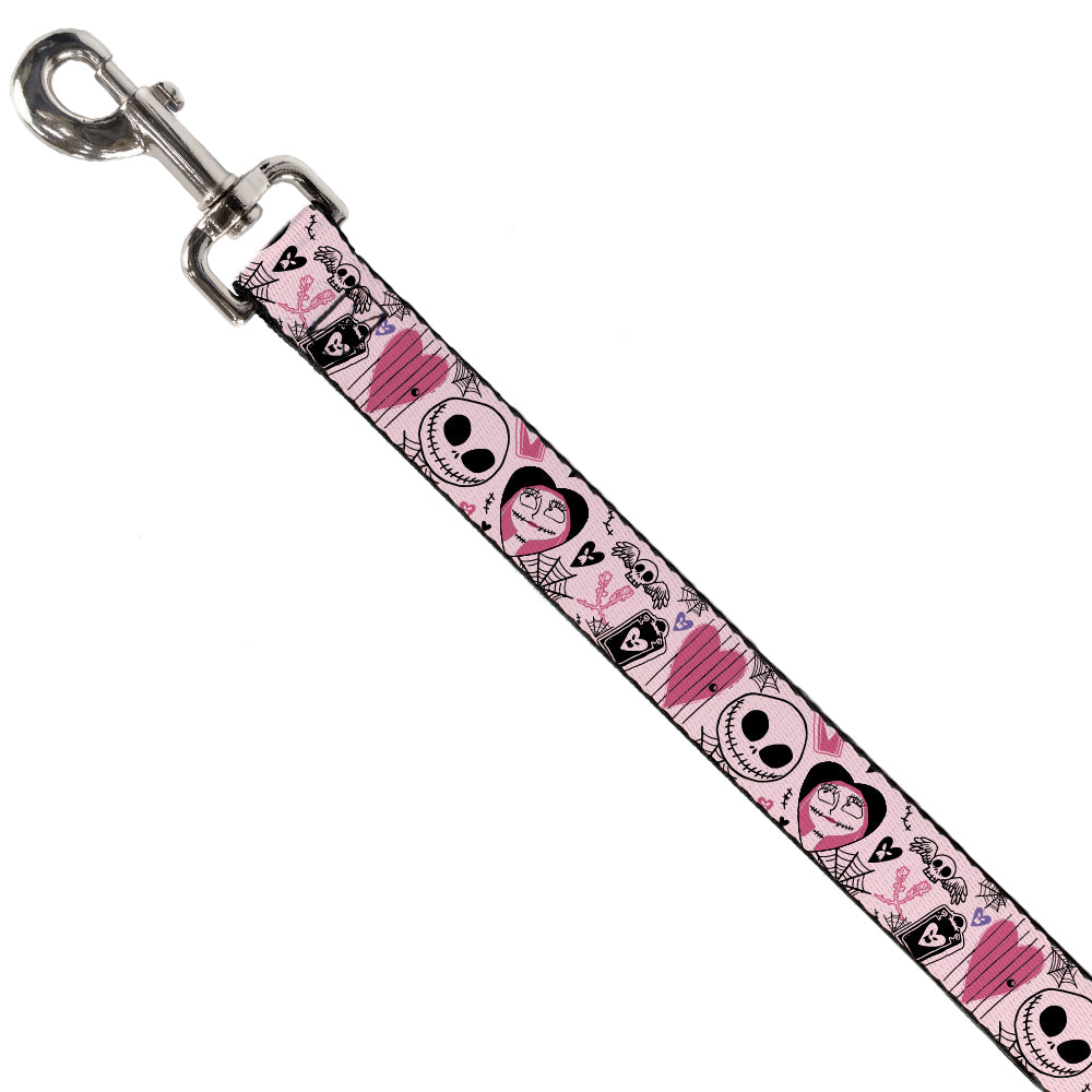 Dog Leash - The Nightmare Before Christmas Jack and Sally Doodles Pinks/Black