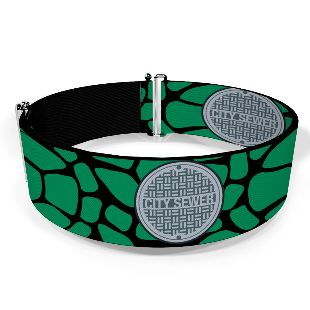 Cinch Waist Belt - Classic TMNT CITY SEWER Cap Turtle Shell Black Green Grays