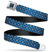 RAVENCLAW Crest Full Color Blue Seatbelt Belt - Harry Potter Ravenclaw Crest Plaid Blues/Gray Webbing