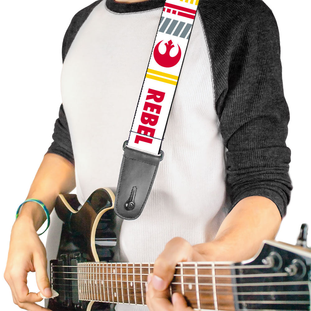 Guitar Strap - Star Wars REBEL PILOT Rebel Alliance Insignia Lightsaber X-Wing Fighter White Red Yellow Gray