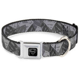 Superman Black/Silver Seatbelt Buckle Collar - Superman Shield Camouflage Grays