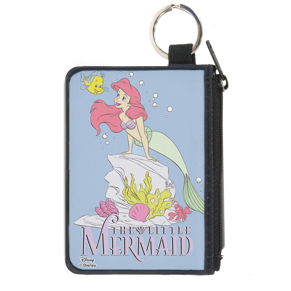 Canvas Zipper Wallet - MINI X-SMALL - THE LITTLE MERMAID Flounder and Ariel Pose Blue