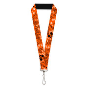 Lanyard - 1.0" - Mickey Mouse Icon Doodles Collage Orange Black White