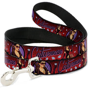 Dog Leash - CATWOMAN Bombshell Pose/Diamonds Red/Purple/Black