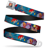 Ariel & Flounder Swimming Full Color Seatbelt Belt - The Little Mermaid Under the Sea Scenes2-Octopus/Snails Webbing