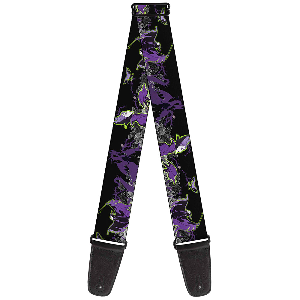 Guitar Strap - Maleficent & Diablo Black Roses Purples