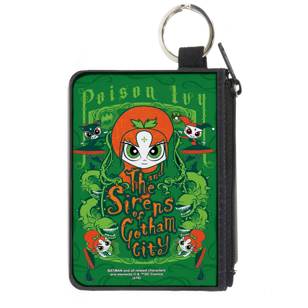 Canvas Zipper Wallet - MINI X-SMALL - Chibi POISON IVY AND THE SIRENS OF GOTHAM CITY Ivy Greens