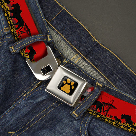 Lion King Paw Full Color Black Gold Seatbelt Belt - Mufasa & Simba JUST CAN'T WAIT TO BE KING/Family Silhouette Webbing