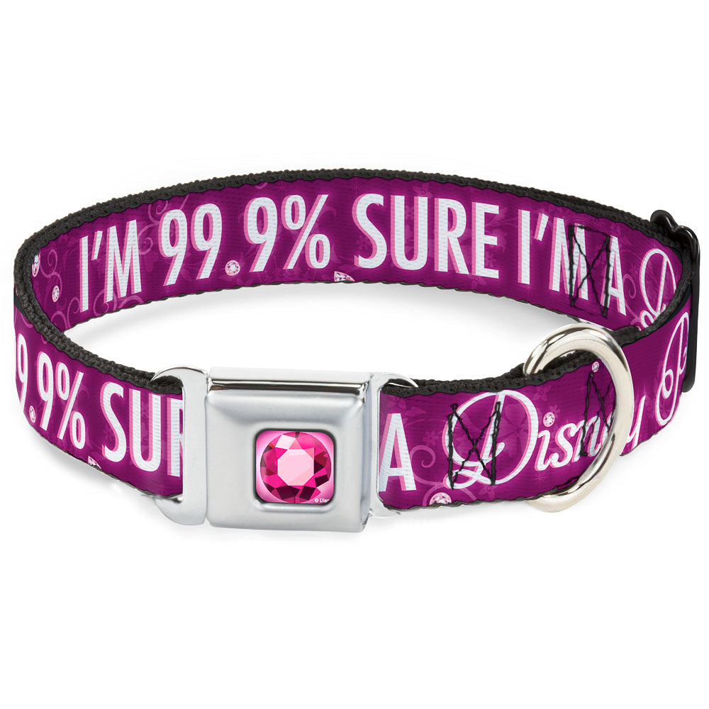 Princess Gem Full Color Fuchsia Seatbelt Buckle Collar - I'M 99.9% SURE I'M A DISNEY PRINCESS Pinks/White