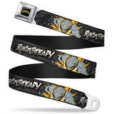 Classic TMNT Logo Full Color Seatbelt Belt - ROCKSTEADY Break Through Pose/BEATDOWN Black/Grays/Gold Webbing