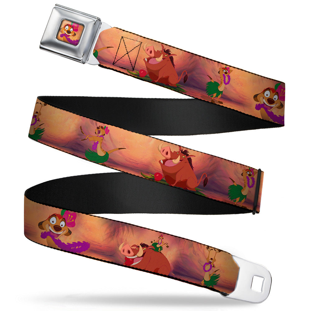 Timon Hula Pose Full Color Seatbelt Belt - Timon & Pumba The Hula Song Poses Webbing