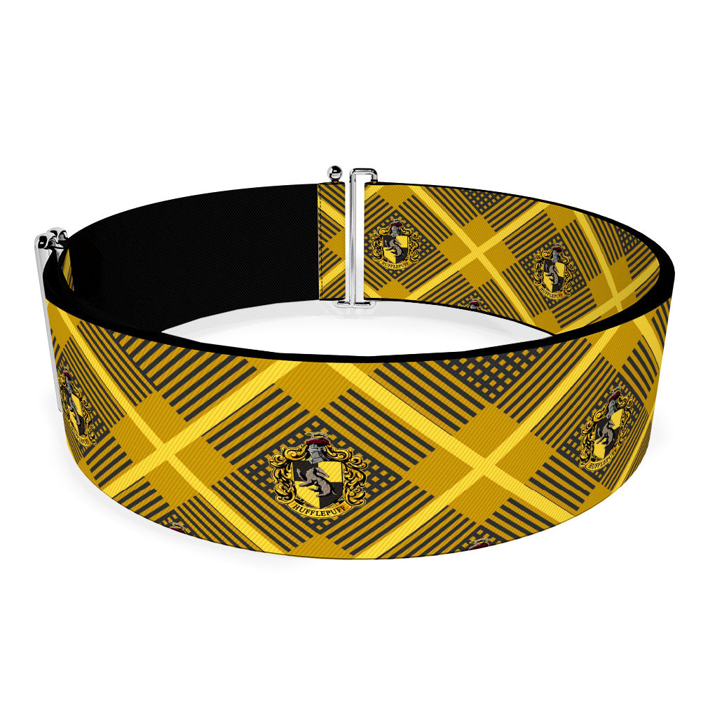 Cinch Waist Belt - Harry Potter Hufflepuff Crest Plaid Yellows Gray