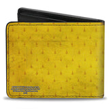 Bi-Fold Wallet - HUFFLEPUFF Crest Stripe4 Weathered Gold Brown