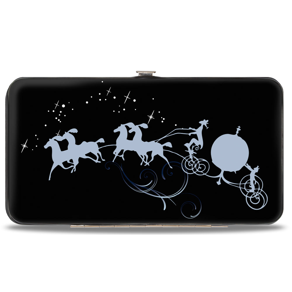 Hinged Wallet - Cinderella COUNTDOWN TO MIDNIGHT Pose + Pumpkin Coach Silhouette Black Blues White